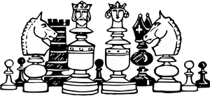 Chess Pieces Vector Illustration PNG Image