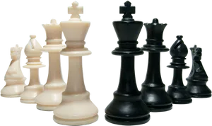 Chess Pieces Whiteand Black PNG Image