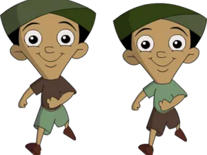 Chhota Bheem Character Raju Twin Poses PNG Image