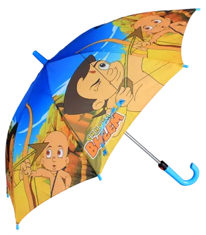 Chhota Bheem Character Umbrella PNG Image