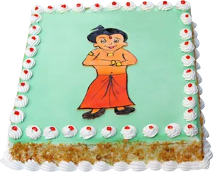 Chhota Bheem Themed Cake PNG Image