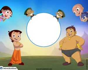 Chhota Bheemand Friends Circle Frame PNG Image