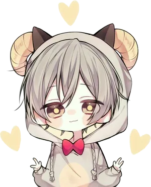 Chibi_ Anime_ Boy_with_ Animal_ Ears_and_ Bow_ Tie PNG Image