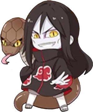 Chibi_ Anime_ Character_with_ Snake_ Companion.png PNG Image