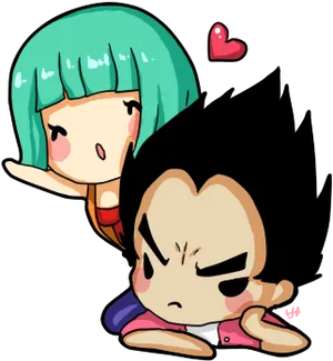 Chibi Anime Characters Love Gesture PNG Image