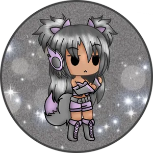 Chibi Anime Characterwith Headphones PNG Image