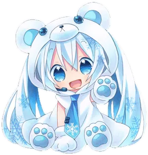 Chibi Characterin Polar Bear Onesie PNG Image