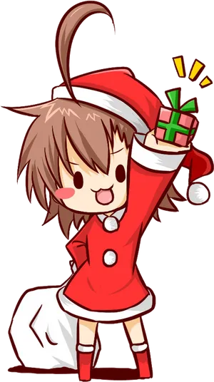 Chibi Christmas Celebration Anime PNG Image