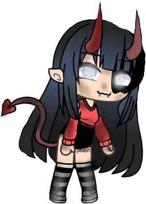 Chibi Demon Girlwith Emo Hair PNG Image