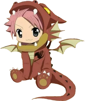 Chibi Dragon Costume Anime Character PNG Image