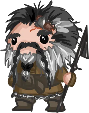 Chibi Dwarf Warrior Illustration PNG Image