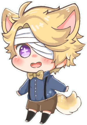 Chibi Fox Character Bandaged Eye PNG Image