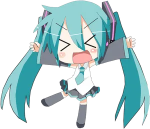 Chibi_ Hatsune_ Miku_ Celebration PNG Image