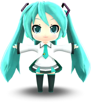 Chibi Hatsune Miku Figure PNG Image