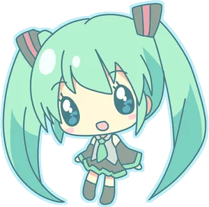 Chibi_ Hatsune_ Miku_ Vector PNG Image