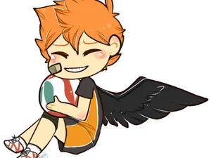 Chibi Hinata With Wingsand Volleyball PNG Image