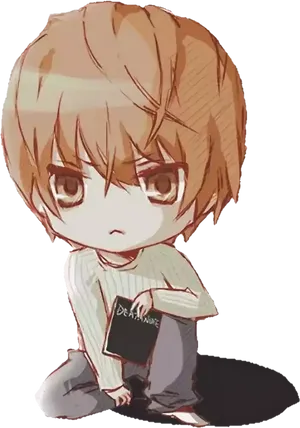 Chibi Light Yagamiwith Death Note PNG Image