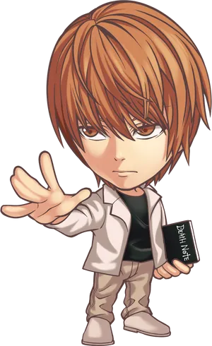 Chibi Light Yagamiwith Death Note PNG Image