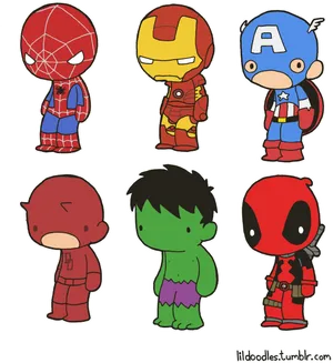 Chibi_ Marvel_ Superheroes_ Collection PNG Image