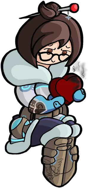 Chibi_ Mei_ Overwatch_ Character_ Art PNG Image