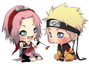 Chibi_ Naruto_and_ Sakura_ Friendship PNG Image