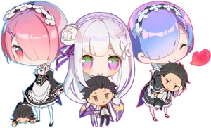 Chibi_ Re_ Zero_ Characters_ Collection PNG Image