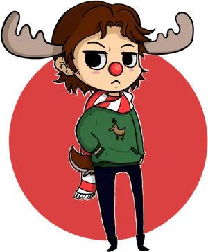 Chibi Reindeer Character Illustration PNG Image