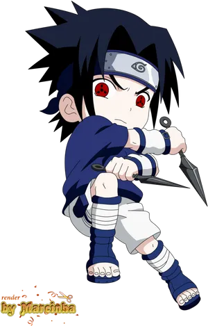 Chibi Sasuke Readyfor Battle PNG Image