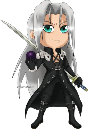 Chibi Sephiroth Fan Art PNG Image