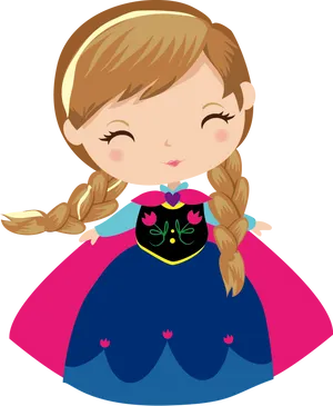 Chibi Style Anna Frozen PNG Image