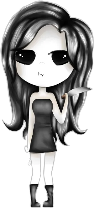 Chibi_ Style_ Assassin_ Girl PNG Image