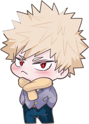 Chibi Style Blond Anime Character PNG Image