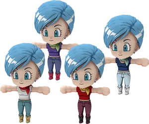 Chibi Style Bulma Variations PNG Image