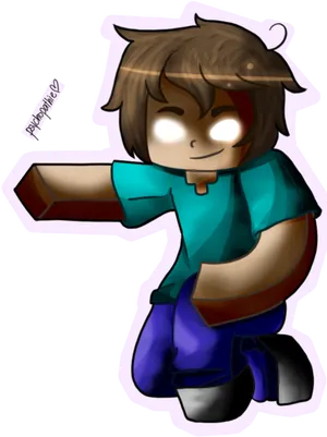 Chibi Style Herobrine Illustration PNG Image