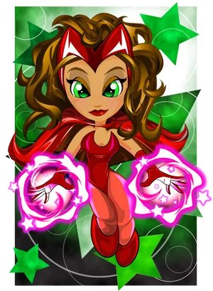 Chibi Style Scarlet Witch Artwork PNG Image