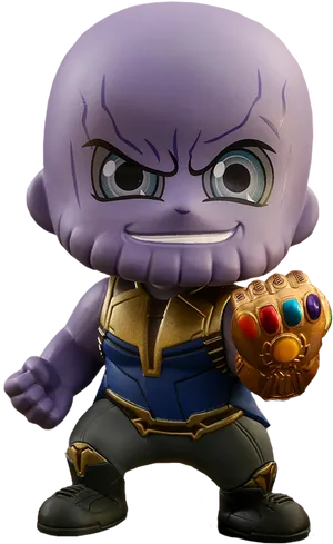 Chibi Style Thanos Figure With Infinity Gauntlet PNG Image