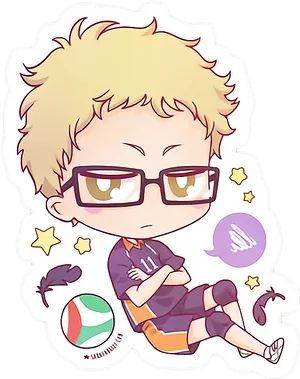 Chibi Volleyball Player Sticker PNG Image