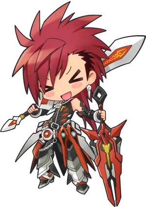 Chibi Warriorwith Swordand Armor PNG Image