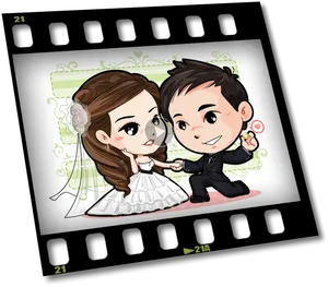 Chibi Wedding Couple Cartoon PNG Image