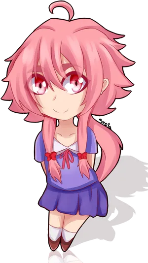 Chibi_ Yuno_ Gasai_ Anime_ Character PNG Image