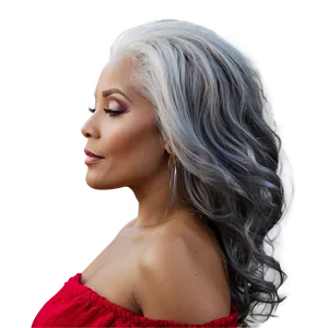 Chic Grey Hair Fashion Png Hrc PNG Image