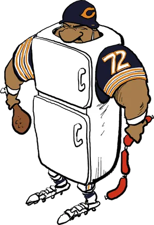 Chicago Bears Fridge Player Cartoon PNG Image