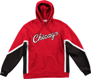 Chicago Bulls Red Hoodiewith Script Logo PNG Image