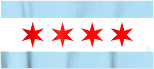 Chicago Flag Four Red Stars PNG Image