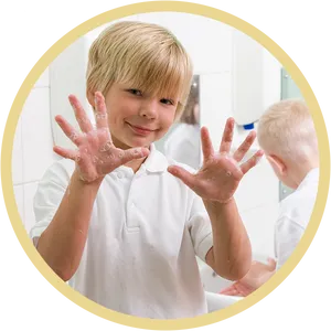 Child Handwashing Soap Bubbles PNG Image