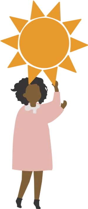 Child Holding Sun Illustration PNG Image