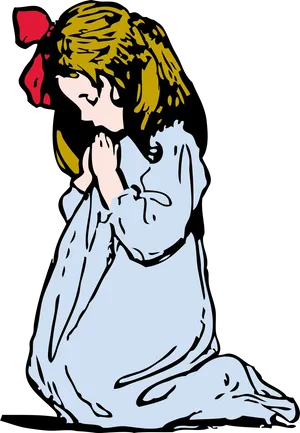 Child Praying Illustration PNG Image