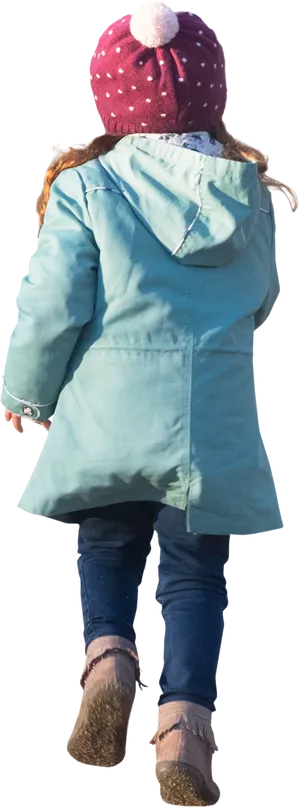 Child Walking Away Winter Clothes PNG Image