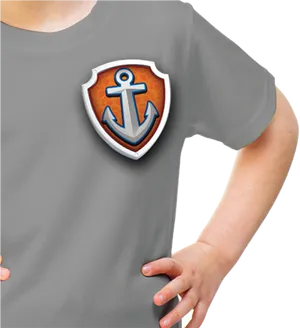 Child With Anchor Shield T Shirt Design PNG Image