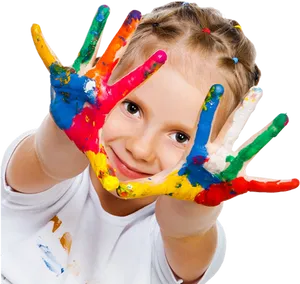 Child With Paint Covered Hands PNG Image
